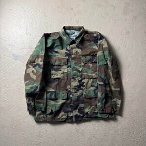 Vintage Camo Men's M Woodland Field Shirt Military
